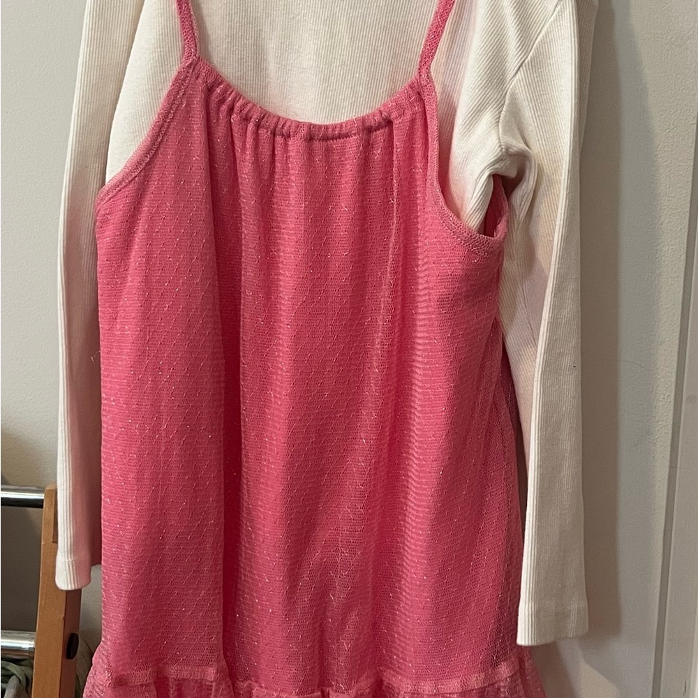 Pink Layered Dress with White Long Sleeve Top by Jessica Simpson